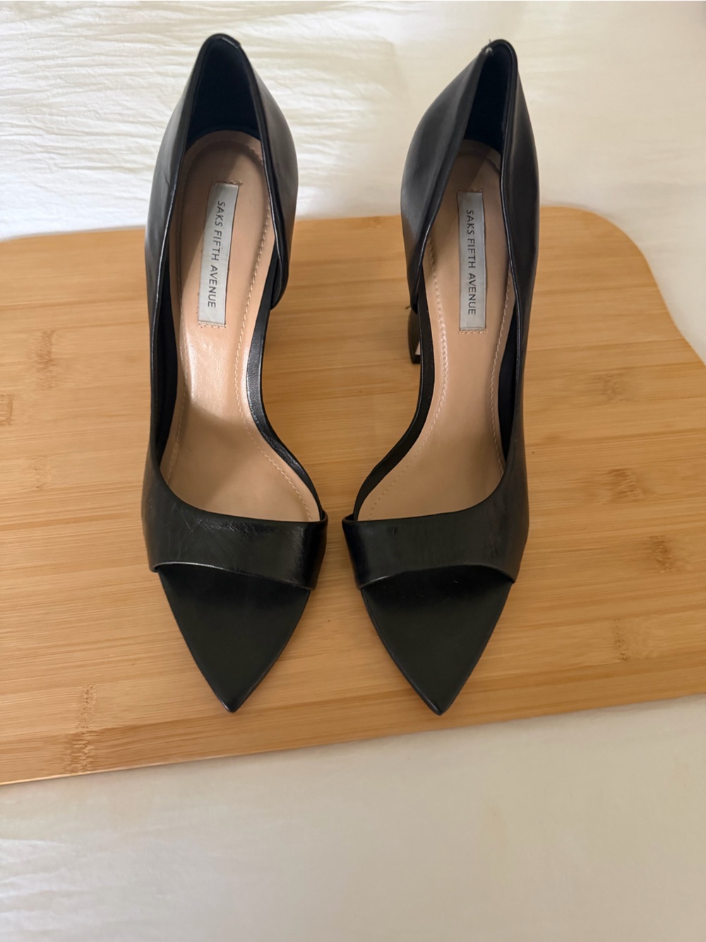 Saks Fifth Avenue Black Pointed-Toe D'Orsay Flats